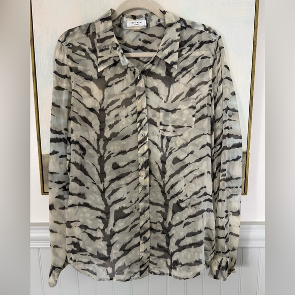 Equipment Tops - EQUIPMENT Femme Silk Button Up Tiger Printed Pastel Blouse Size L